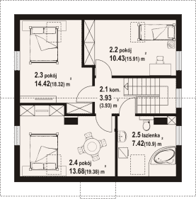Rzut projektu stopnica dws - Poddasze