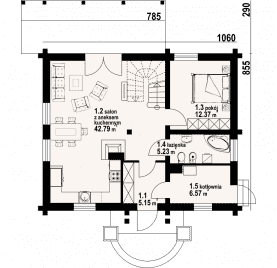 Rzut projektu brzeg średni 15 dw - Parter