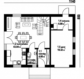 Rzut projektu janowice 3 mgk - Parter