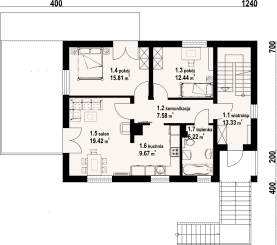 Rzut projektu osina 32 - Parter