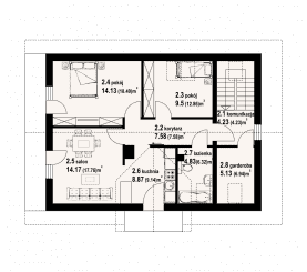 Rzut projektu osina 32 - Poddasze