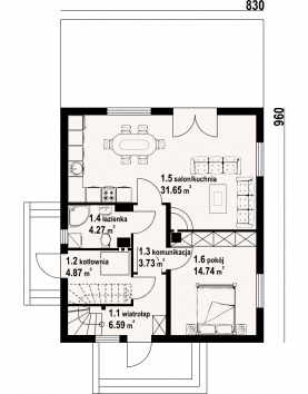 Rzut projektu grochowo nowe 3 dws - Parter