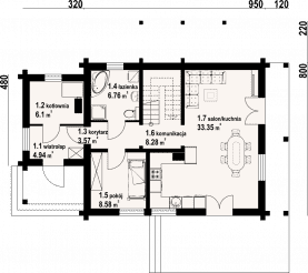 Rzut projektu oleśnica 7 dw - Parter