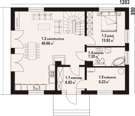 Rzut projektu żarowo 3m - Parter
