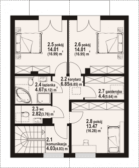 Rzut projektu grochowice 1dws - Poddasze