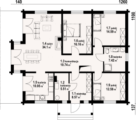 Rzut projektu zamość 3dw - Parter