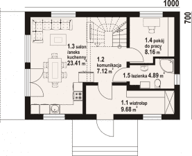 Rzut projektu żarki aa 70 dws - Parter