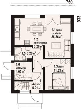 Rzut projektu grochowo aa 70 - Parter