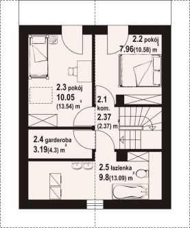 Rzut projektu gładyszowo 70 bk pcr - Poddasze