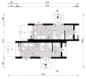 Rzut projektu D435A - wersja drewniana - Parter