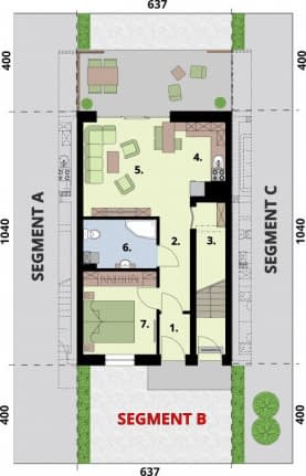 Rzut projektu BRAGA - dom dwulokalowy - Rzut przyziemia B