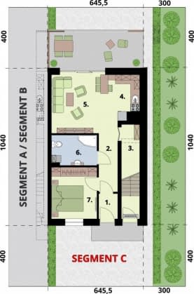 Rzut projektu BRAGA - dom dwulokalowy - Rzut przyziemia C