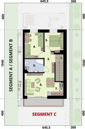 Rzut projektu BRAGA - dom dwulokalowy - Rzut piętra C