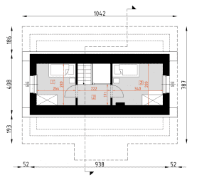 Rzut projektu D67 - Paulinka WT2021 - Poddasze