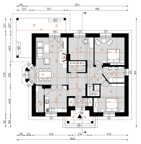 Rzut projektu D172 - Zbigniew z piwnicą WT2021 - Parter
