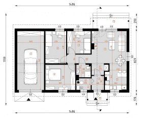 Rzut projektu D85 - Jarosław wersja drewniana WT2021 - Parter