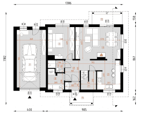 Rzut projektu D101 - Tobiasz wersja drewniana WT2021 - Parter