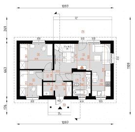 Rzut projektu D80 - Filip WT2021 wersja drewniana - Parter