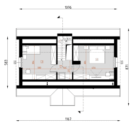 Rzut projektu D80 - Filip WT2021 wersja drewniana - Poddasze