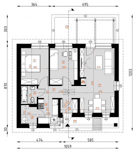 Rzut projektu D137A - WT2021 - Parter