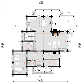 Rzut projektu D53 - dom letniskowy - Parter