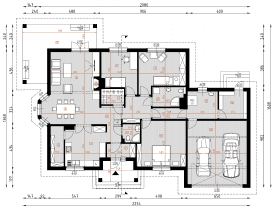 Rzut projektu D172 - Zbigniew z garażem wersja drewniana WT2021 - Parter