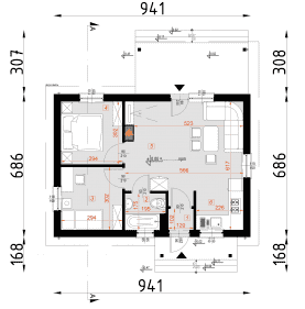 Rzut projektu D51 - Justyna wersja drewniana - Parter