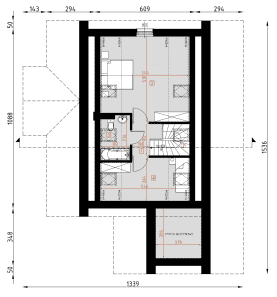 Rzut projektu D154A - Poddasze
