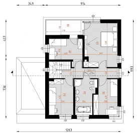 Rzut projektu D118A - WT2021 - Piętro