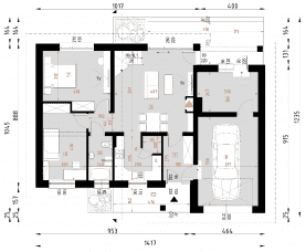 Rzut projektu D216B - Parter