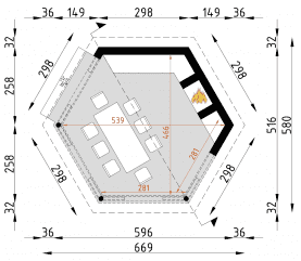 Rzut projektu AL3 - Altana z grillem - Parter