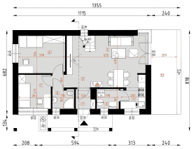 Rzut projektu D178B - Piotr B WT2021 - Parter