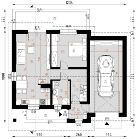 Rzut projektu D288 - WT2021 - Parter