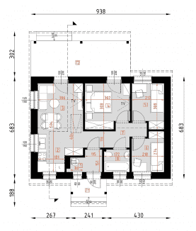 Rzut projektu D57 - Luiza WT2021 - Parter