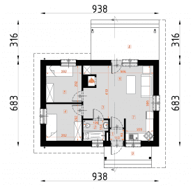 Rzut projektu D51 - Justyna - Parter
