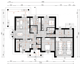 Rzut projektu D172 - Zbigniew z garażem WT2021 - Parter
