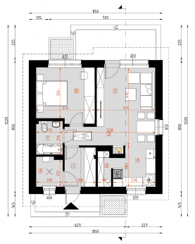 Rzut projektu D138 - Parter