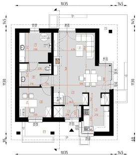 Rzut projektu D128A - WT2021 - Parter