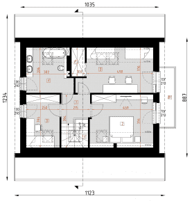 Rzut projektu D128A - WT2021 - Poddasze