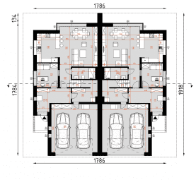 Rzut projektu D330A - Zabudowa bliźniacza WT2021 - Parter
