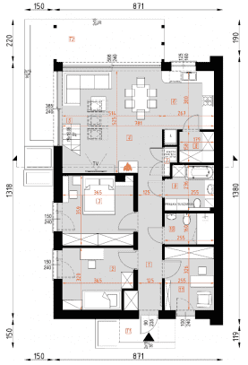 Rzut projektu D298B - WT2021 - Parter