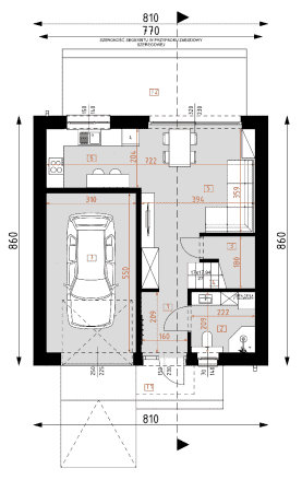 Rzut projektu D350 - WT2021 - Parter