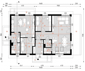Rzut projektu D430 - wersja drewniana WT2021 - Parter