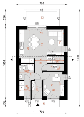 Rzut projektu D425 - WT2021 - Parter