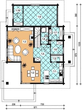 Rzut projektu A-132 szkieletowy - Poddasze