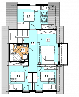 Rzut projektu A-129 szkieletowy - Poddasze