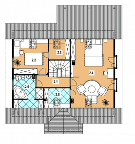 Rzut projektu A-127 szkieletowy - Poddasze