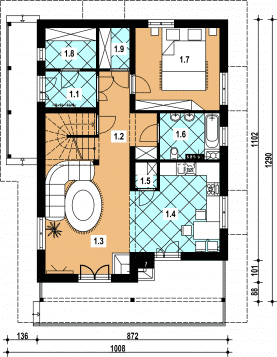 Rzut projektu A-124 murowany - Parter