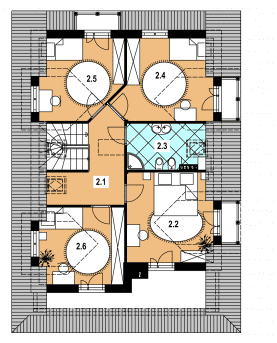 Rzut projektu A-124 murowany - Poddasze