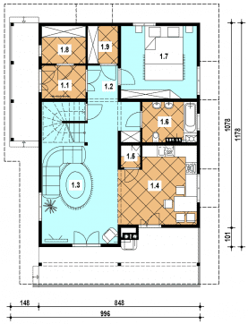 Rzut projektu A-124 szkieletowy - Parter